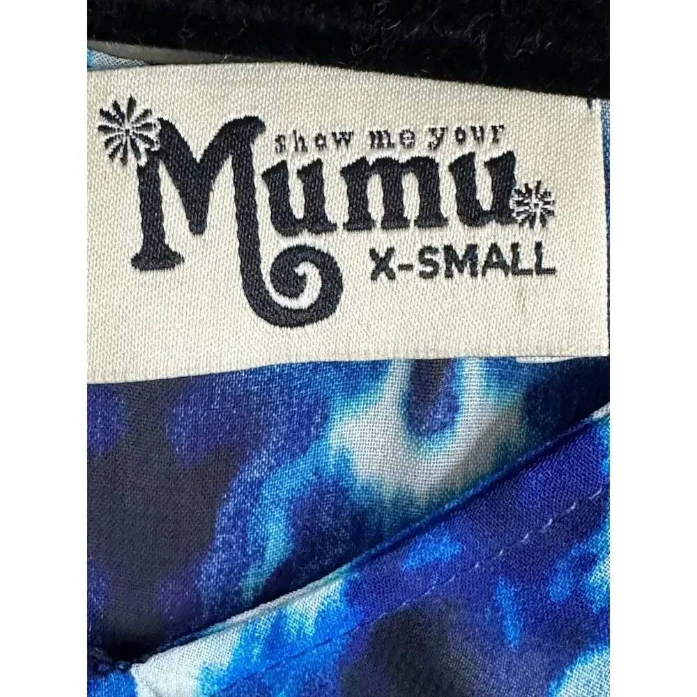 Show Me Your Mumu Peta World Tour Blue White Short Sleeve Tunic Size XS